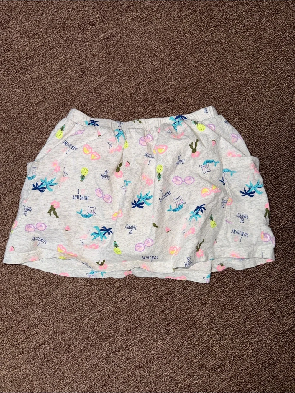 Carter's Light Gray Girls Skirt with Tropical Print